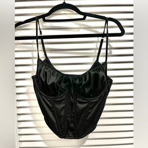 Urban Outfitters Black Satin Corset Bustier with Adjustable Straps